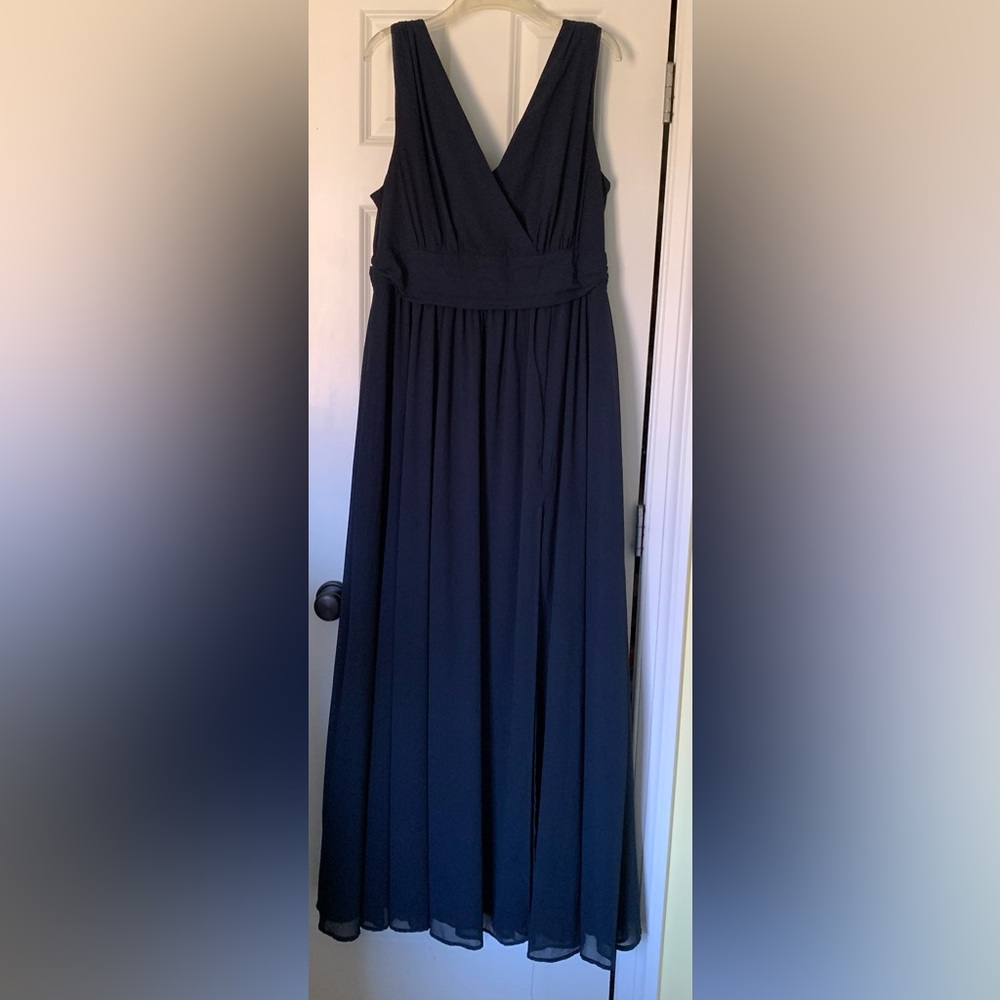 Classic Lulu’s L Navy Blue Maxi Dress Flowy Gown Garden Prom